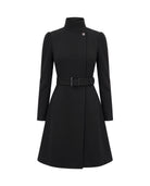 Women's Belted High-Neck Dress - Purisima - Black