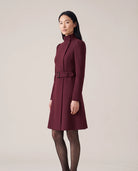 Women's Belted High-Neck Dress - Purisima - Model Side
