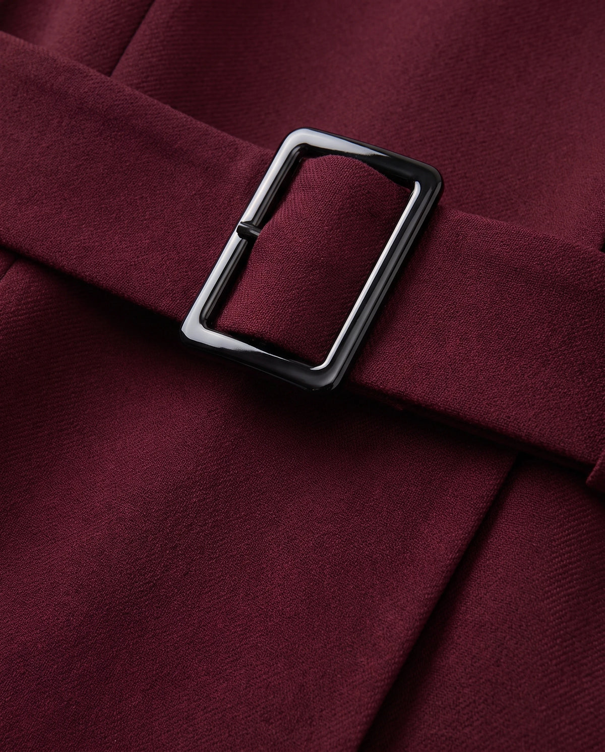 Women's Belted High-Neck Dress - Purisima - Belt Buckle Detail