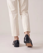 Women's Chain-Trim Leather Loafers - Duchess - Model Back Detail