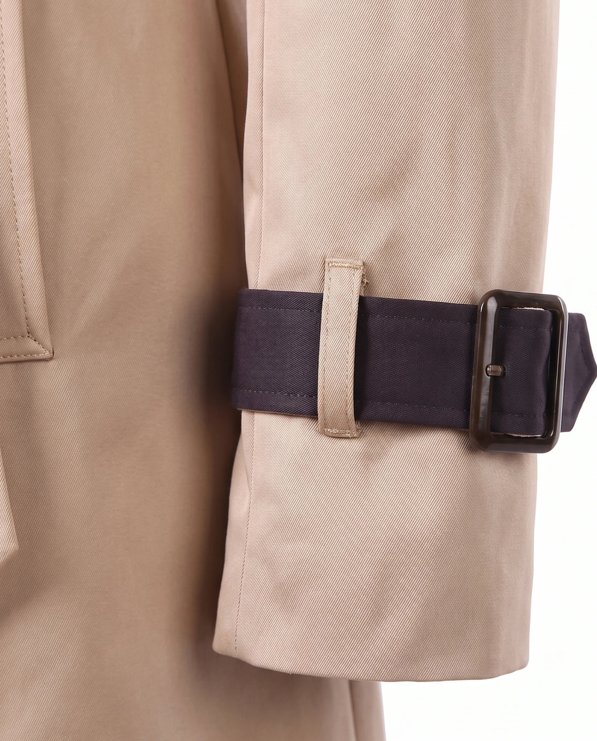 Women's Contrast-Trim Double-Breasted Trench Coat - Bridget - Detail Cuff Strap
