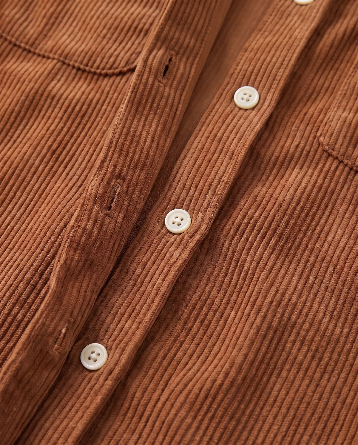 Women's Corduroy Button-Up Shirt Dress - Rhodanthe - Button Placket Detail