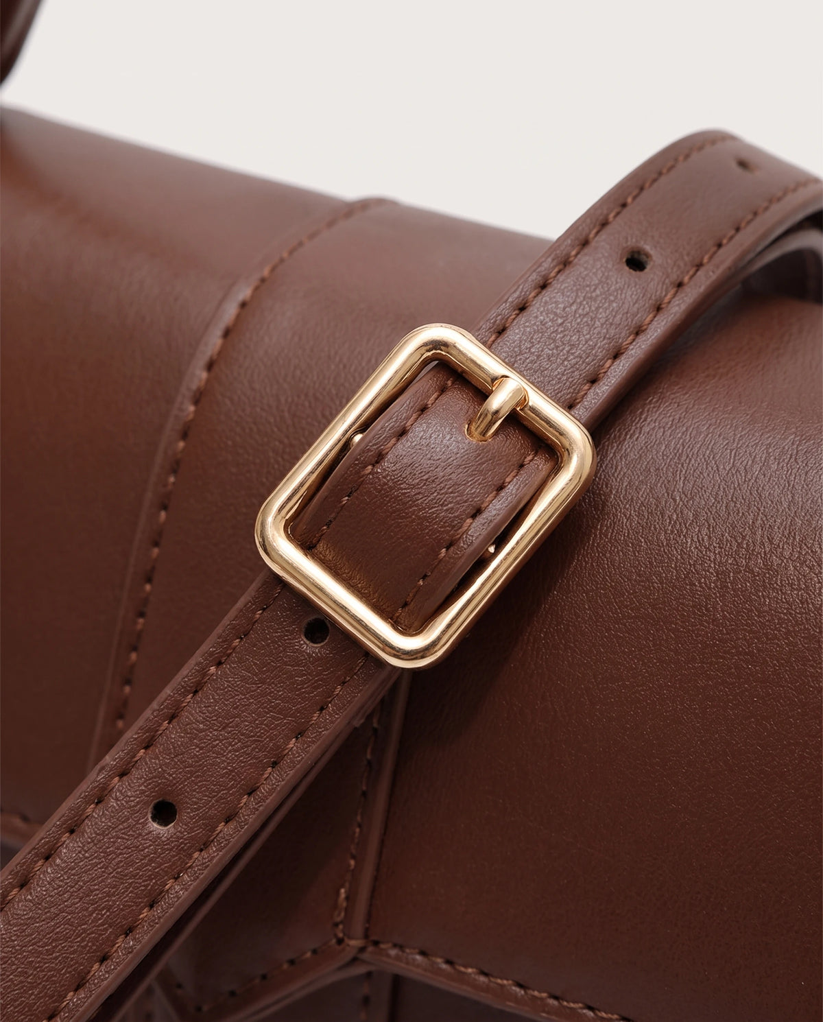Women's Faux Leather Flap Handbag - Paris - Adjustable Strap Buckle Detail