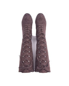 Women's Faux Suede Lace-Up Knee-High Boots - Kalypso - Top View