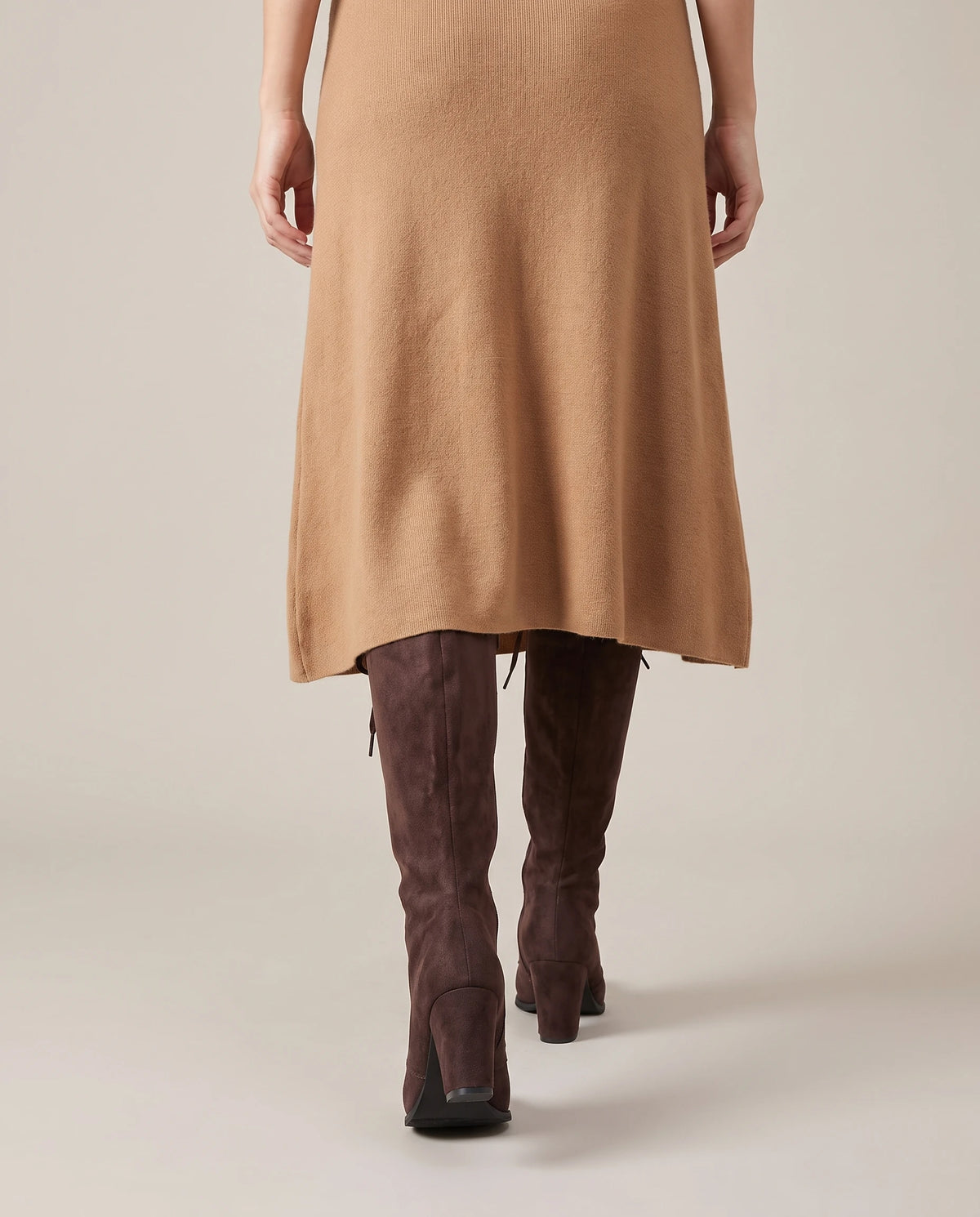 Women's Faux Suede Lace-Up Knee-High Boots - Kalypso - Model Back Detail