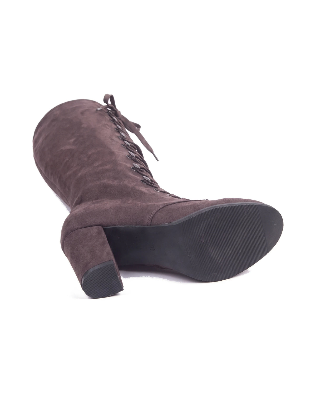 Women's Faux Suede Lace-Up Knee-High Boots - Kalypso - Detail Outsole
