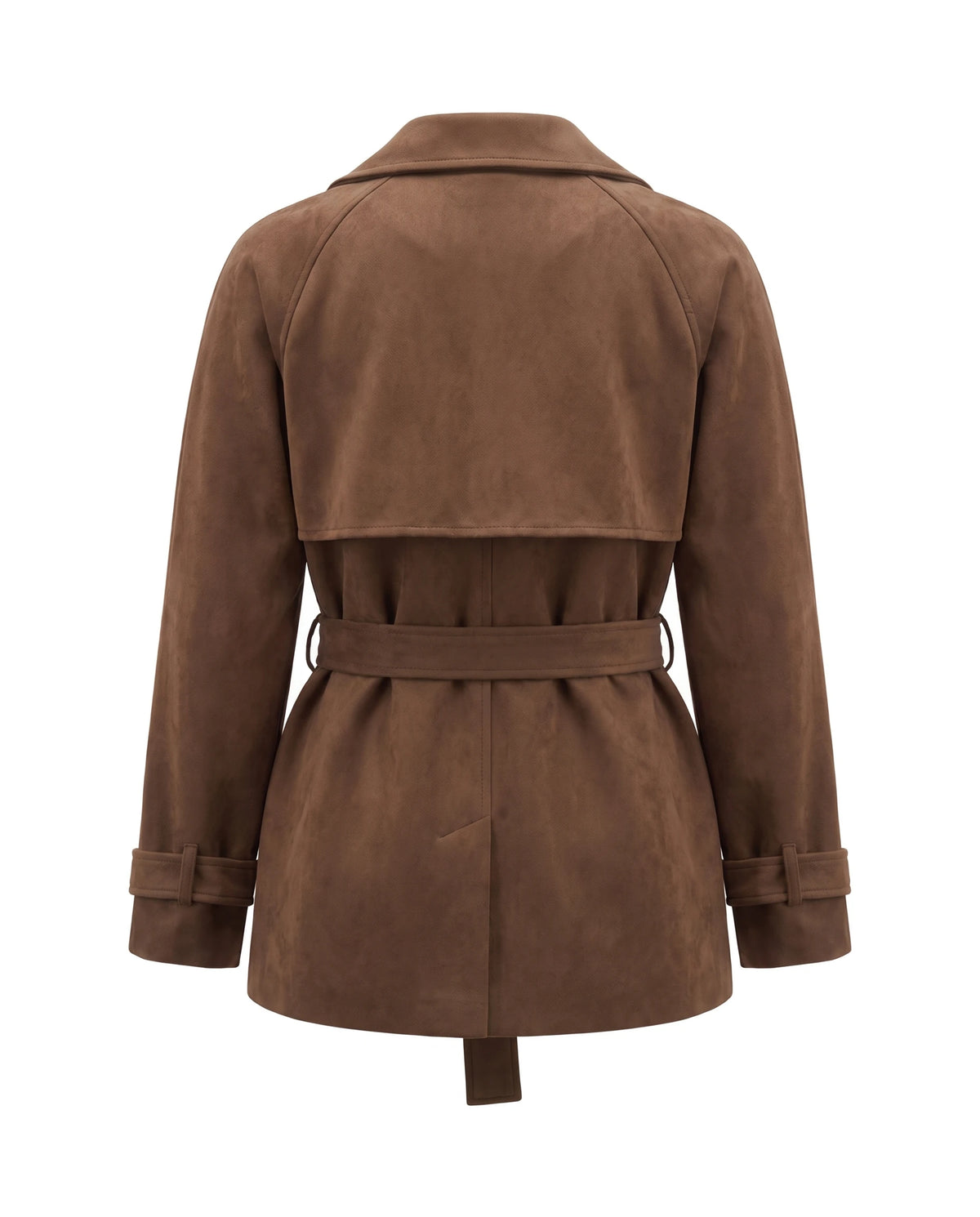 Women's Faux Suede Short Trench Coat - Ashlyn - Back View
