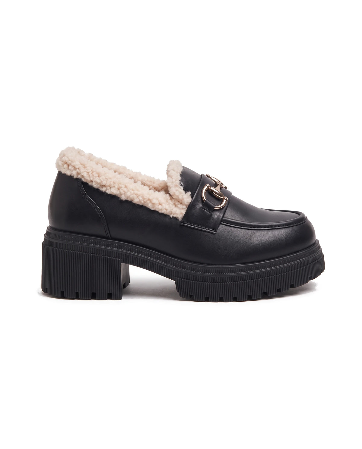 Women's Fleece-Lined Platform Loafers - Marcia - Side Profile