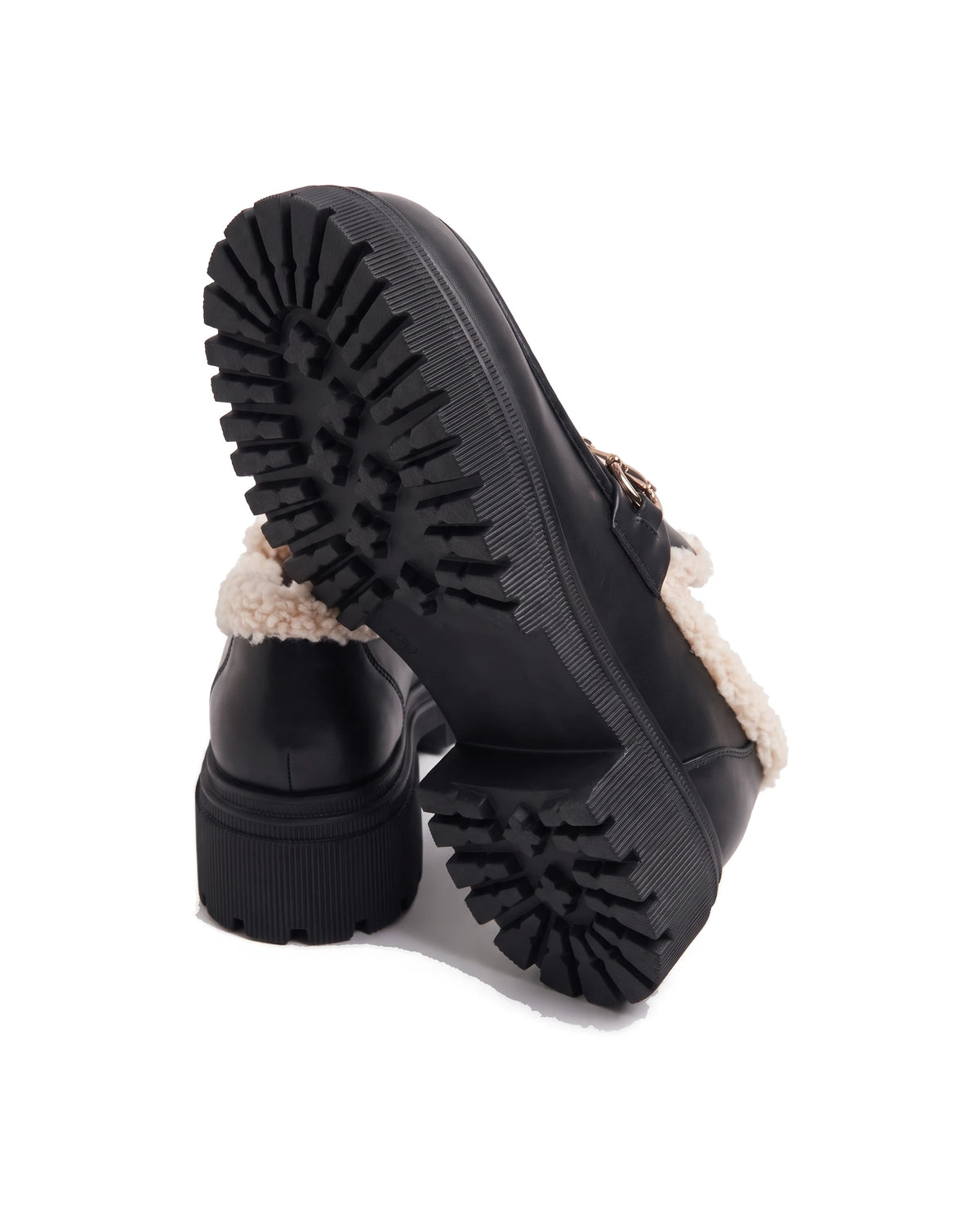 Women's Fleece-Lined Platform Loafers - Marcia - Detail Outsole