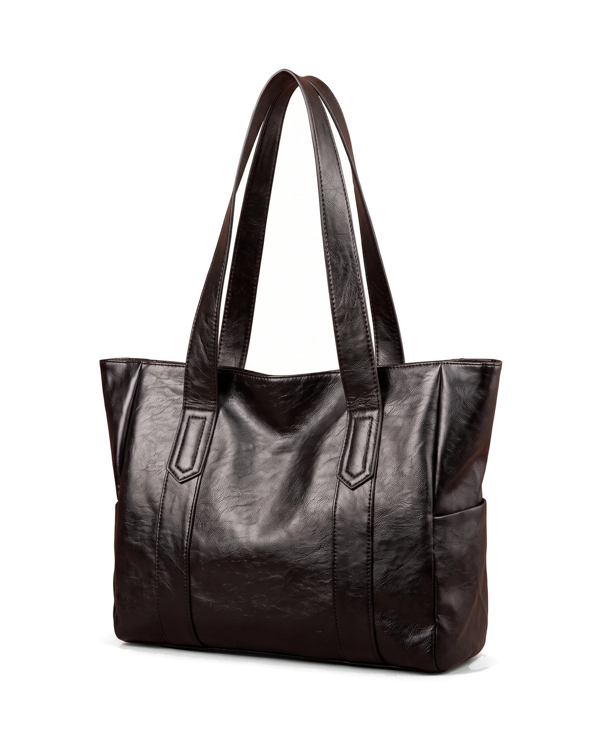 Women's Large Faux Leather Tote - Margaux - Three-Quarter View