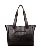 Women's Large Faux Leather Tote - Margaux - Black Back View