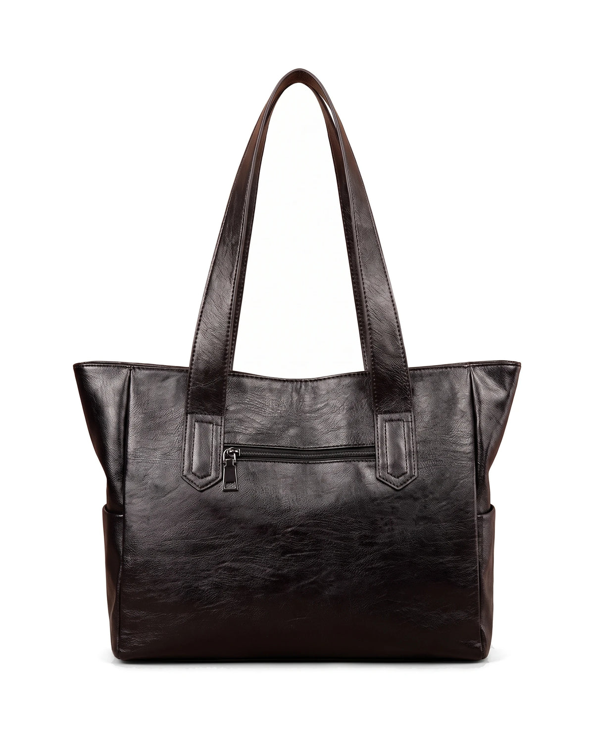Women's Large Faux Leather Tote - Margaux - Black Back View