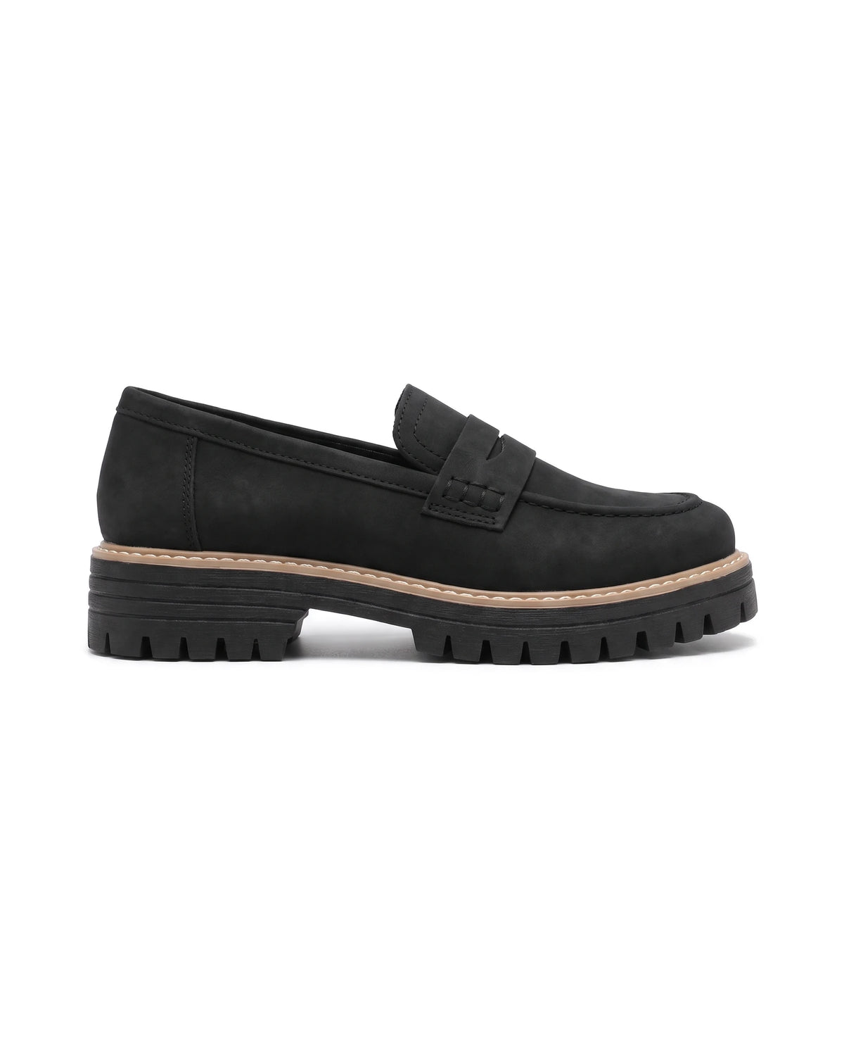 Women's Lug-Sole Penny Loafers - Jutta - Side Profile