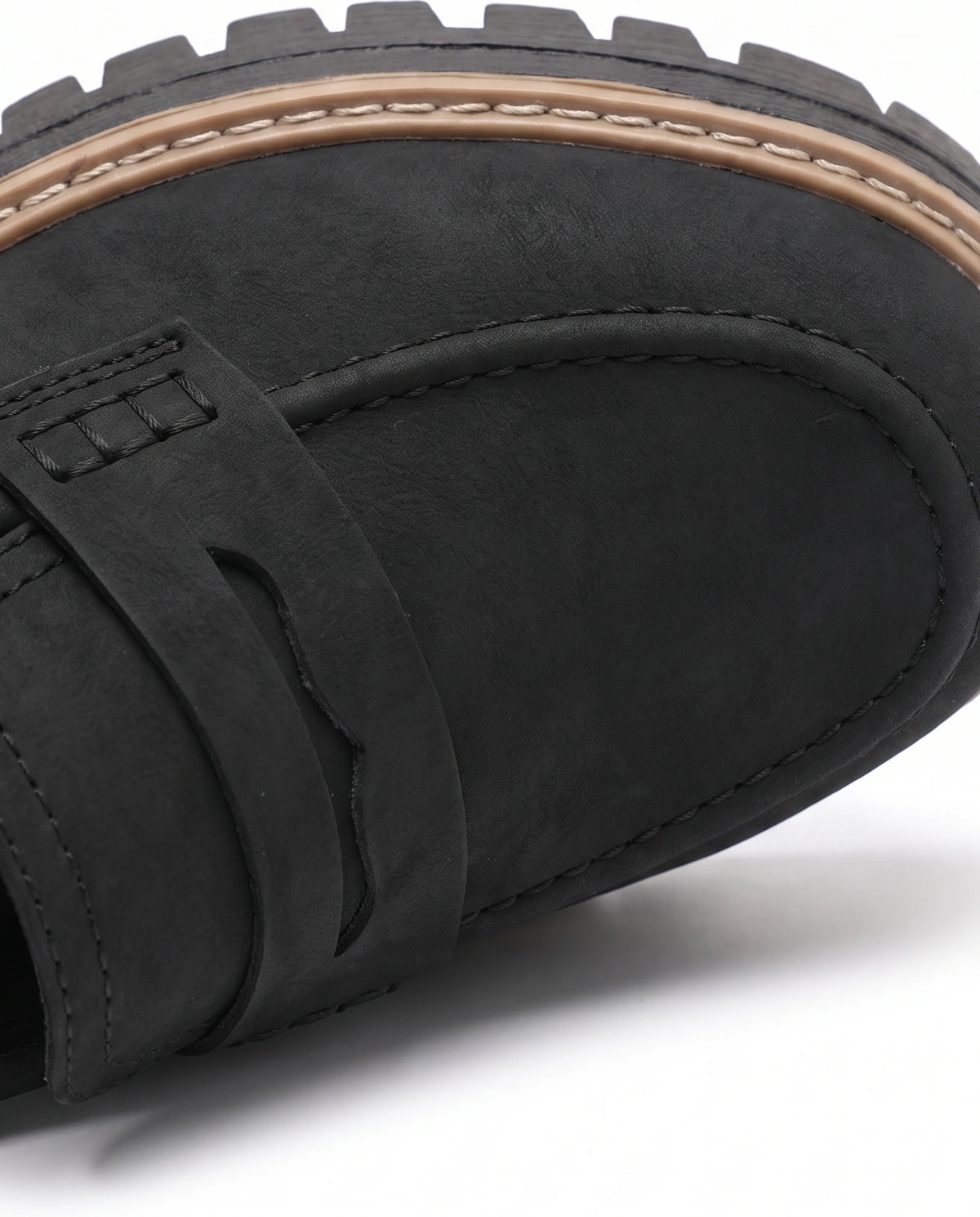 Women's Lug-Sole Penny Loafers - Jutta - Detail Penny Strap