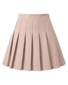 Women's Pleated Mini Skirt - Oxford - Beige