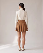 Women's Pleated Mini Skirt - Oxford - Model Back