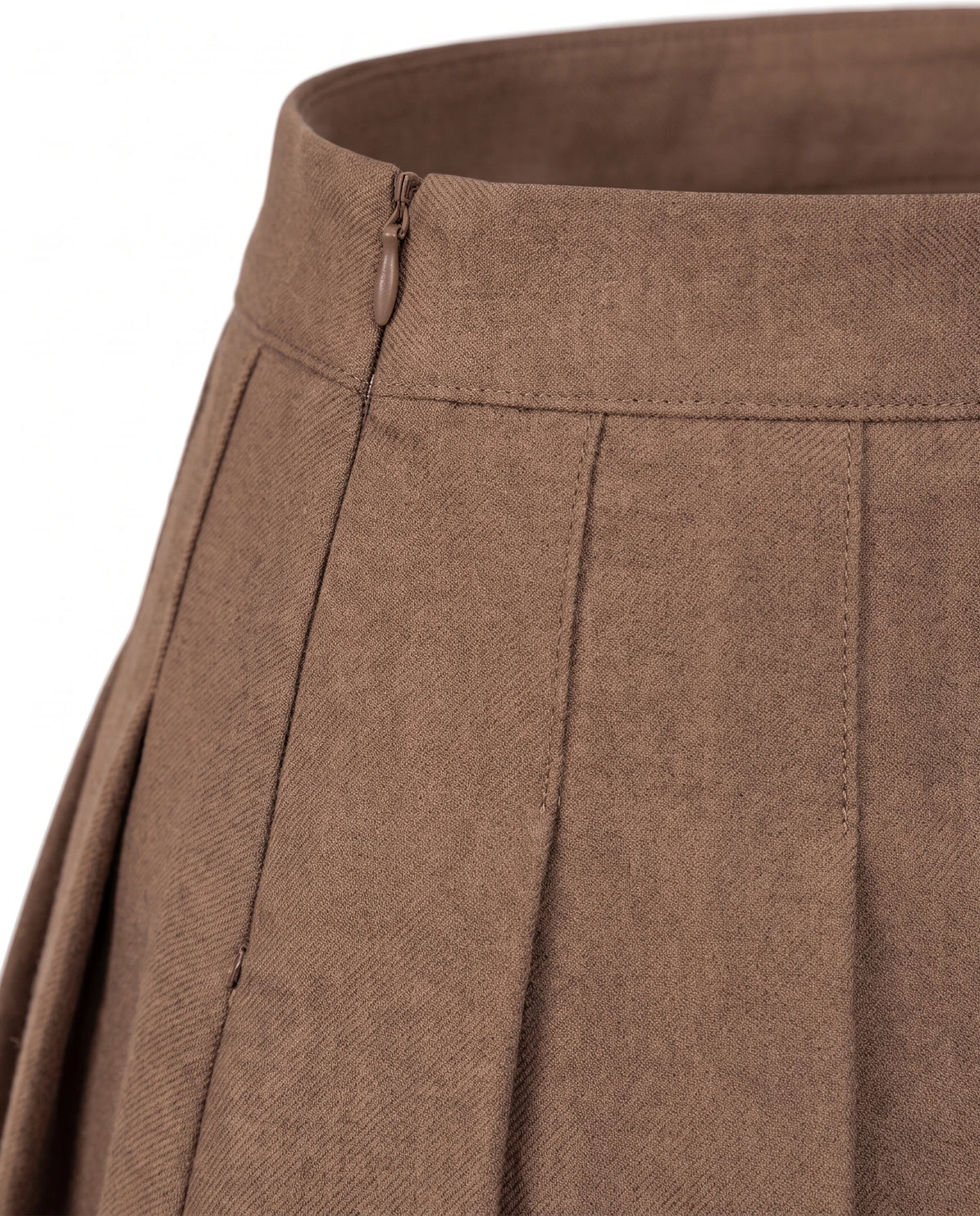 Women's Pleated Mini Skirt - Oxford - Waistband and Zipper Detail