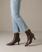 Women's Pointed-Toe Ankle Boots - Ninetta - Model Side Detail