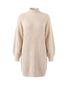 Women's Rib-Knit Raglan Sweater Dress - Claudia - Apricot