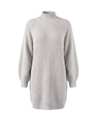 Women's Rib-Knit Raglan Sweater Dress - Claudia - Light Gray
