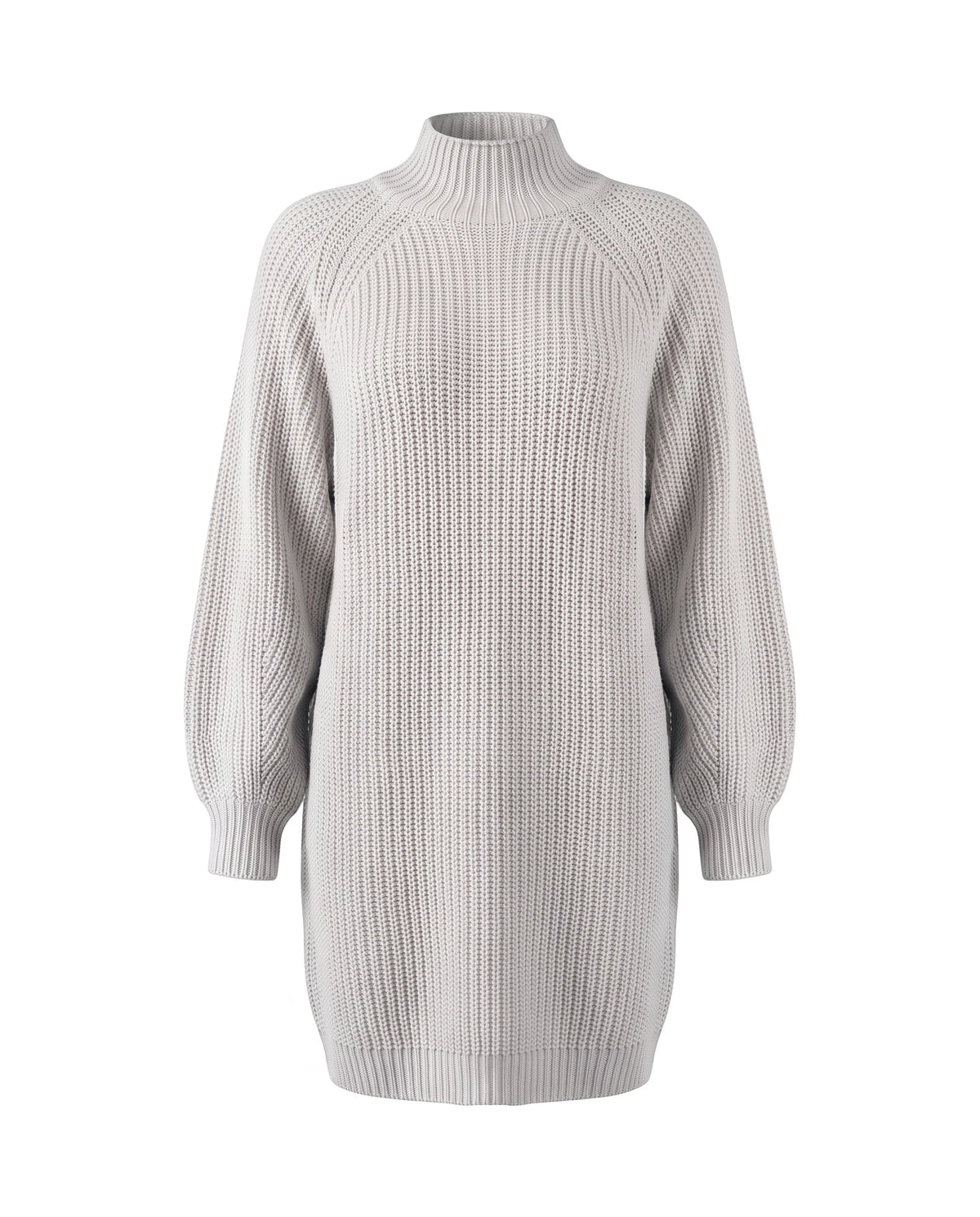 Women's Rib-Knit Raglan Sweater Dress - Claudia - Light Gray