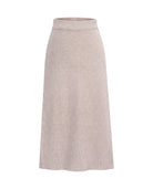 Women's Ribbed Knit Midi Skirt - Beatrice - Beige