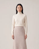 Women's Ribbed Knit Midi Skirt - Beatrice - Model Front