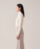 Women's Ribbed Knit Midi Skirt - Beatrice - Model Side