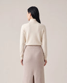 Women's Ribbed Knit Midi Skirt - Beatrice - Model Back