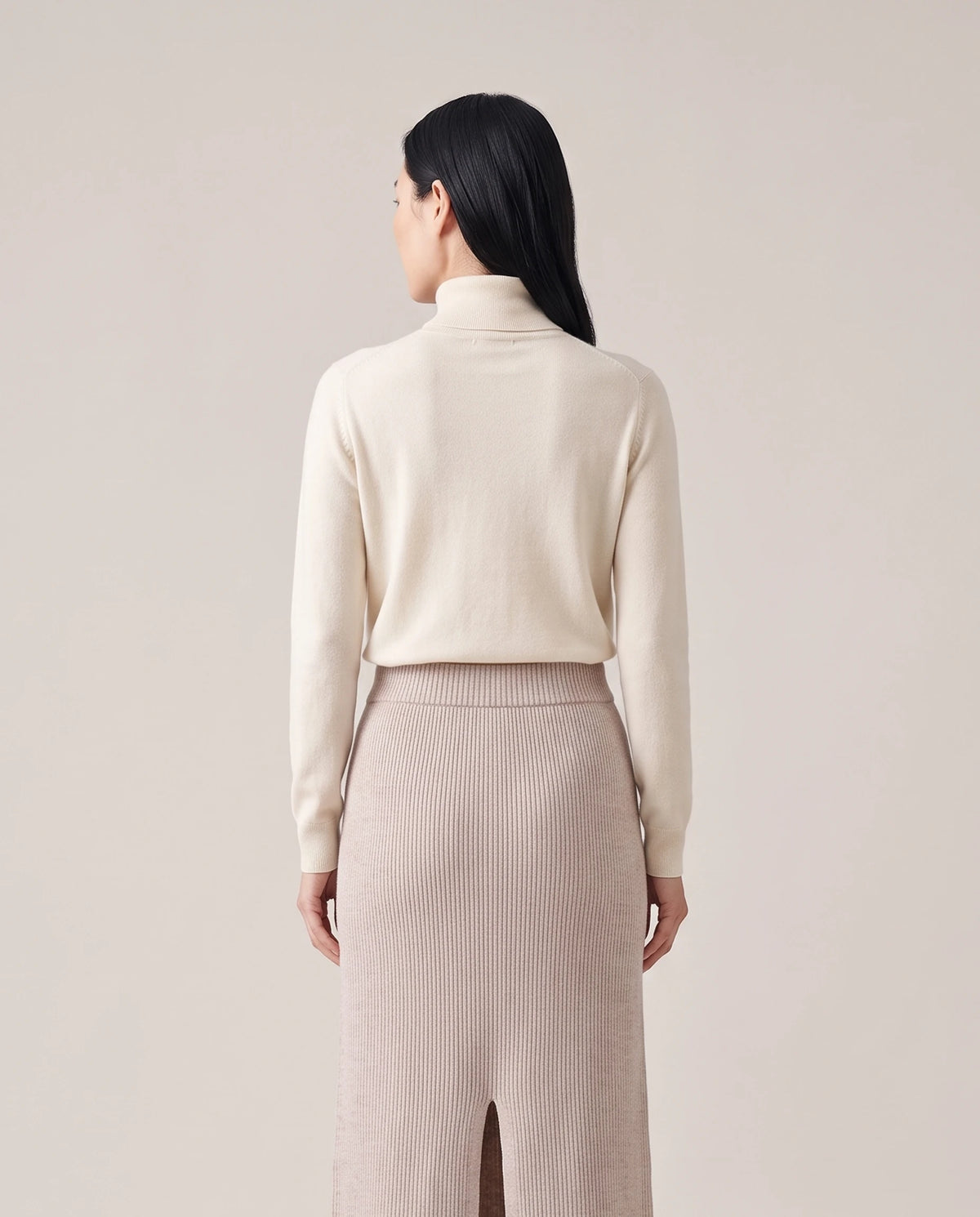 Women's Ribbed Knit Midi Skirt - Beatrice - Model Back