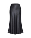 Women's Satin Maxi Skirt - Black