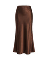 Women's Satin Maxi Skirt - Brown