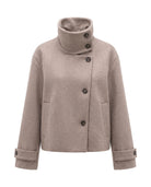 Women's Stand-Collar Short Coat - Victoria - Taupe