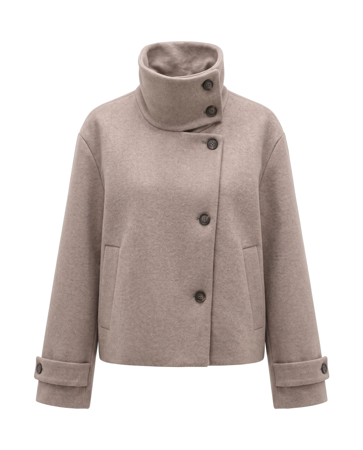 Women's Stand-Collar Short Coat - Victoria - Taupe