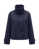 Women's Stand-Collar Short Coat - Victoria - Navy