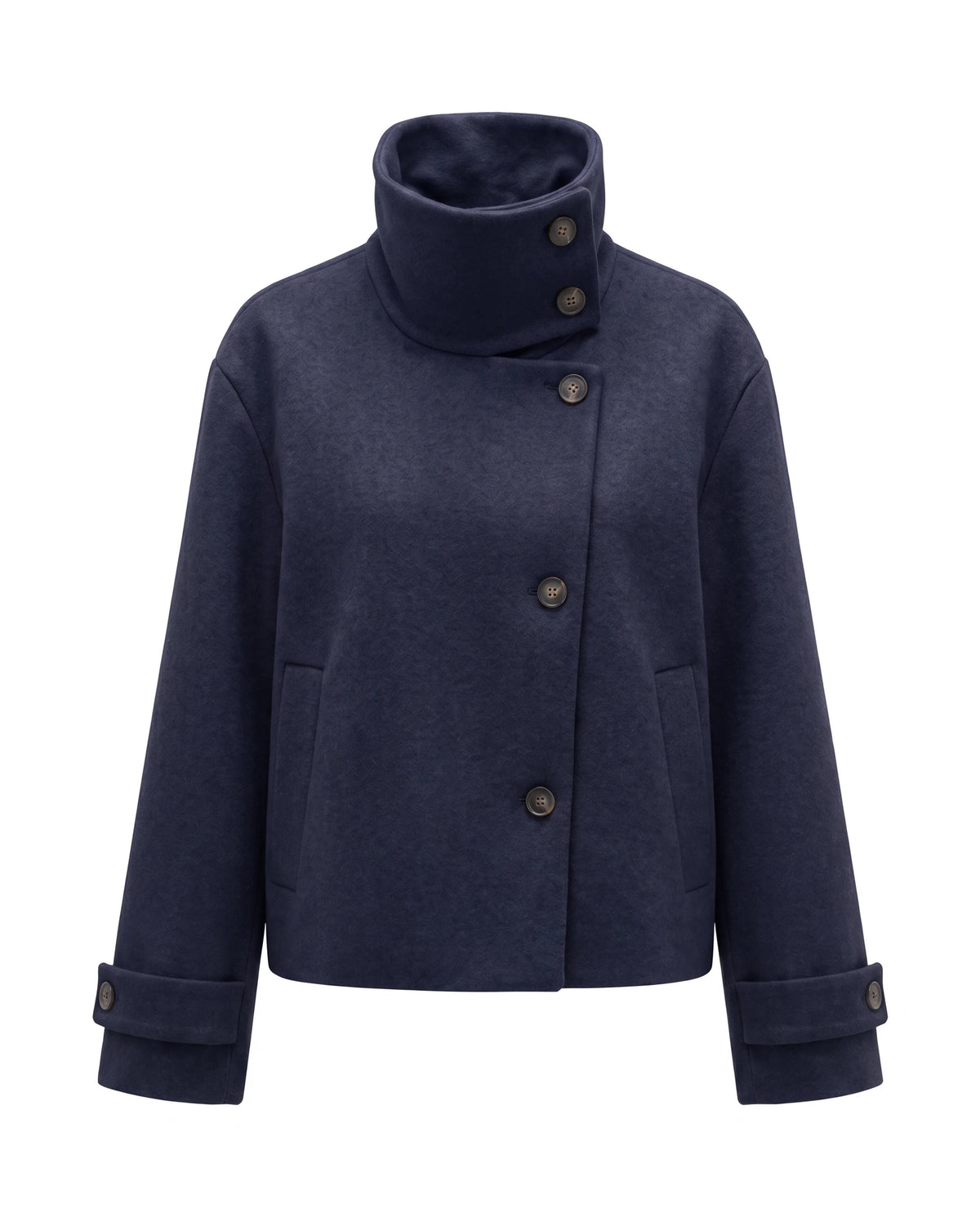Women's Stand-Collar Short Coat - Victoria - Navy