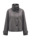 Women's Stand-Collar Short Coat - Victoria - Gray