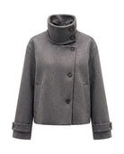 Women's Stand-Collar Short Coat - Victoria - Gray