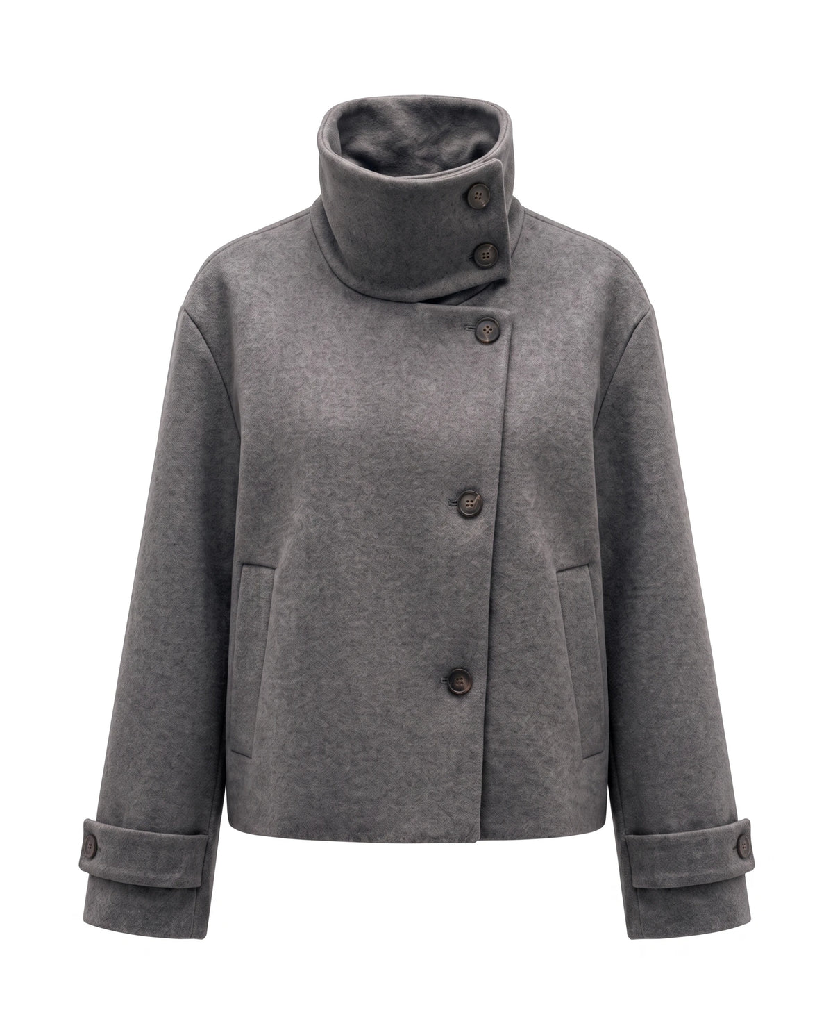 Women's Stand-Collar Short Coat - Victoria - Gray