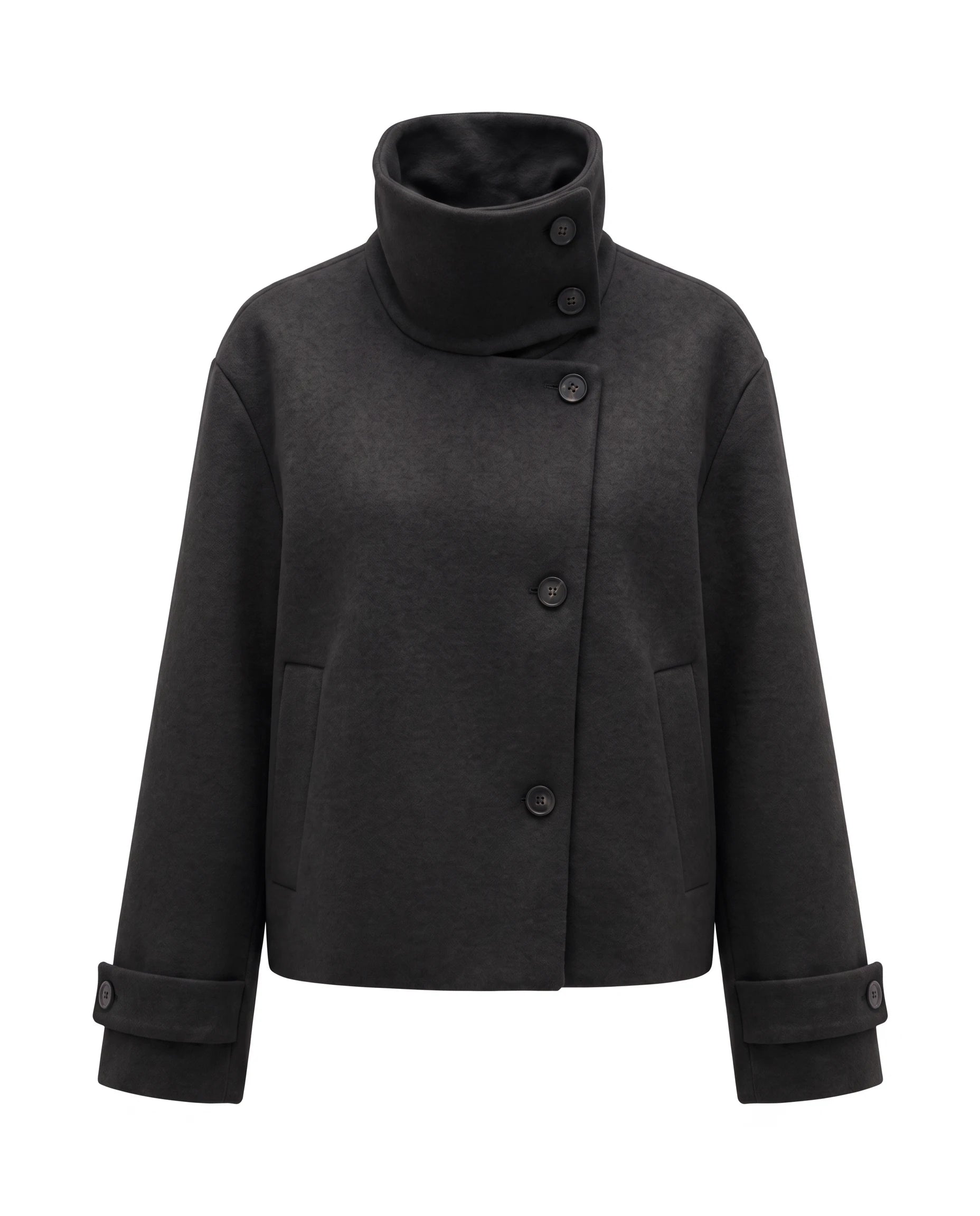 Women's Stand-Collar Short Coat - Victoria - Black