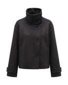 Women's Stand-Collar Short Coat - Victoria - Black