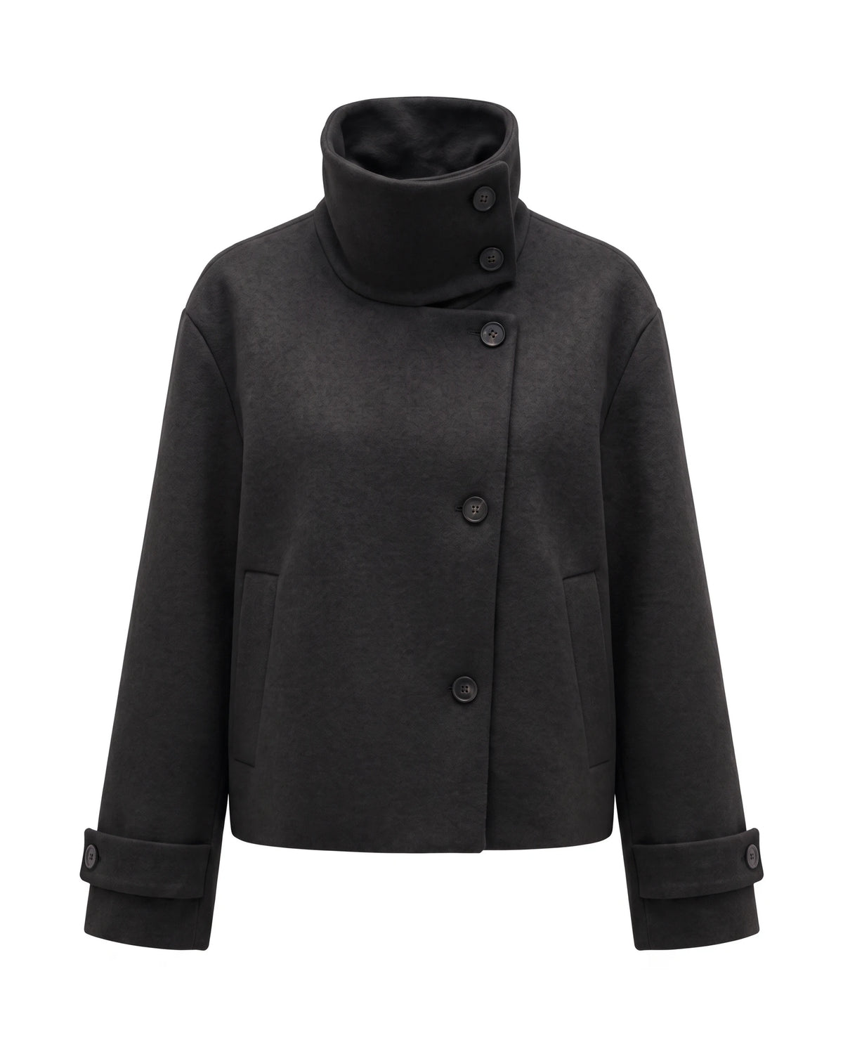 Women's Stand-Collar Short Coat - Victoria - Black