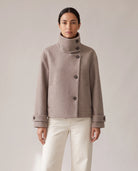 Women's Stand-Collar Short Coat - Victoria - Model Front View