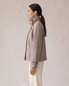 Women's Stand-Collar Short Coat - Victoria - Model Side View