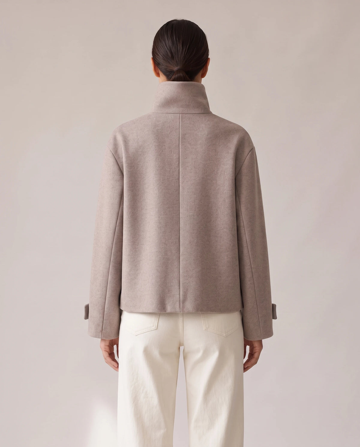 Women's Stand-Collar Short Coat - Victoria - Model Back View