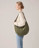 Women's Washed Canvas Hobo Bag - Colette - Model Side