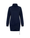 Women's Wrap-Hem Turtleneck Fleece Dress - Cornelia - Navy