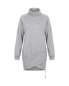 Women's Wrap-Hem Turtleneck Fleece Dress - Cornelia - Light Gray