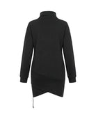 Women's Wrap-Hem Turtleneck Fleece Dress - Cornelia - Black Back View