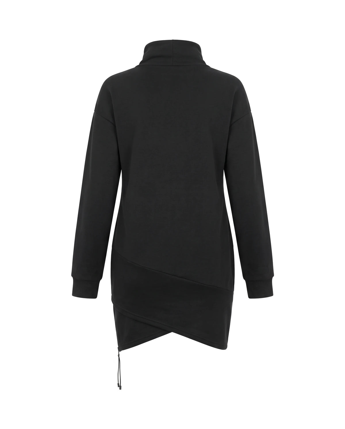 Women's Wrap-Hem Turtleneck Fleece Dress - Cornelia - Black Back View